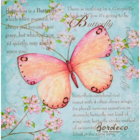 Serwetka decoupage firmy PAPER+ motyl różowy 33x33cm